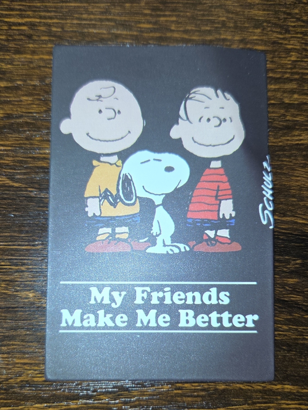 Peanuts Black Brown Large Sticker with Snoopy and Friends Artwork